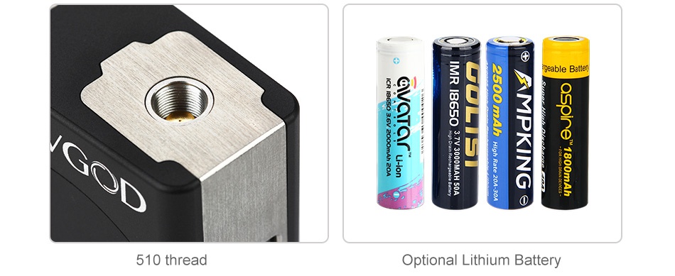 VGOD Elite 200W TC Box MOD Limited Edition   3z0 o05  83 510 thread Optional Lithium Battery