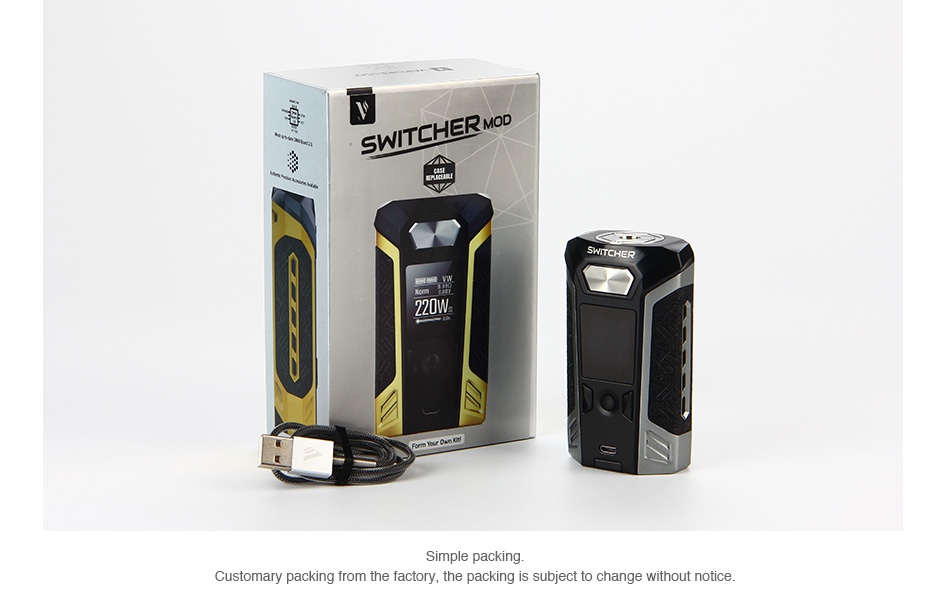 Vaporesso Switcher 220W TC Box MOD SWITCHER MOD 22W Simple packin Customary packing from the factory  the packing is subject to change without notice