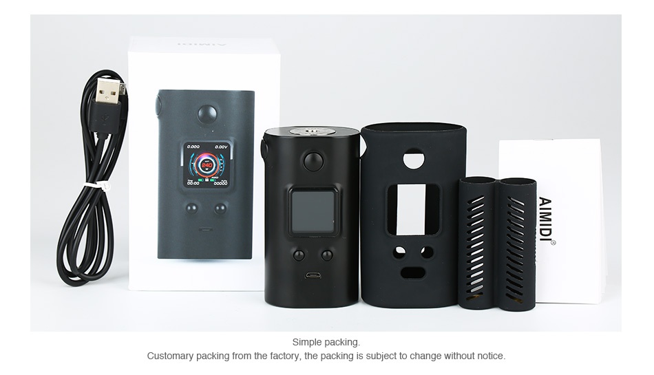 AIMIDI Curve V8 240W 20700 TC Box MOD    Customary packing from the factory  the packing is subject to change without notice