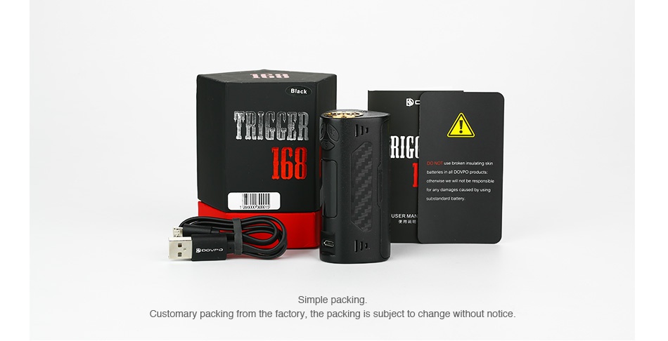 DOVPO TRIGGER 168 TC Box MOD   Simple packing Customary packing from the factory  the packing is subject to change without notice