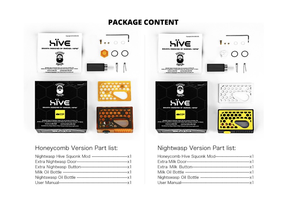 [UK Design] Swedish Vaper Hive Squonk BF Box MOD Honey Comb Version NightWasp version