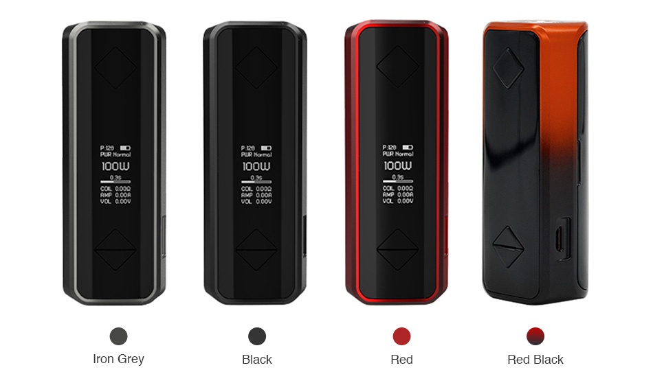 Hotcig G100 TC Box MOD UR Noet 100W on Grey Black Red Red black