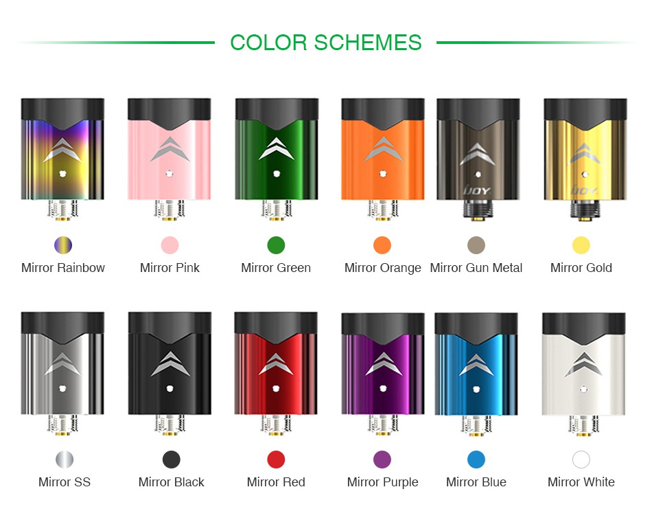 IJOY VPC UNIPOD Adapter COLOR SCHEMES Mirror rainbow Mirror pink Mirror green Mirror orange mirror gun metal Mirror gold Tiil Mirror ss Mirror black Mirror red Mirror purple Mirror blue Mirror white