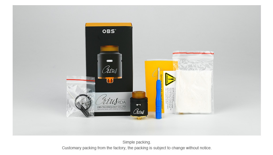 OBS Crius RDA OBS Simple packing Customary packing from the factory  the packing is subject to change without notice