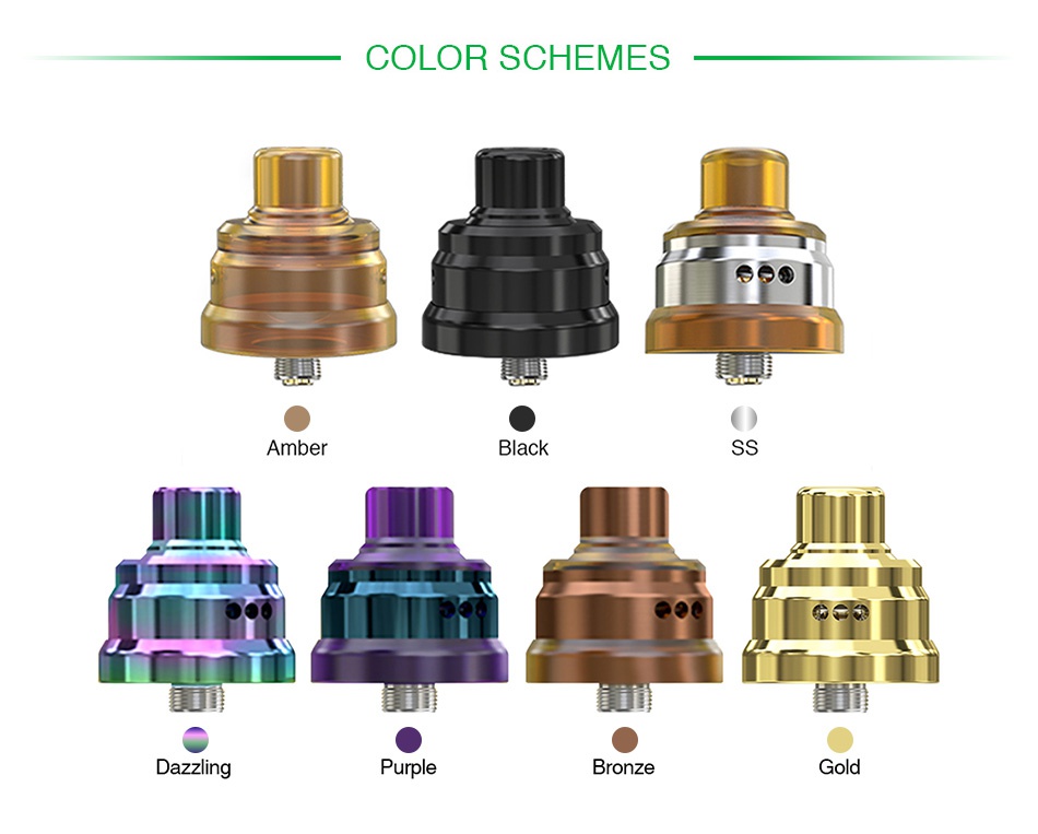 WISMEC Tobhino BF RDA COLOR SCHEMES Amber Black Dazzle Bronze Gold