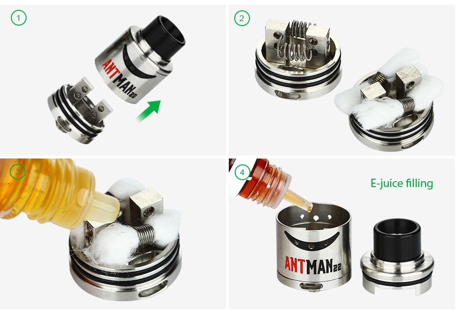 Tesla Antman 22 RDA Atomizer E juice filling INTMANzz