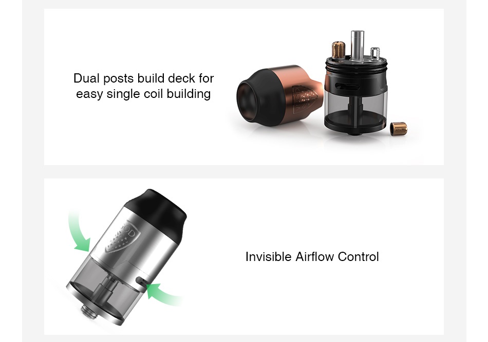 VGOD Elite RDTA 4ml Dual posts build deck for easy single coil building Invisible airflow Control