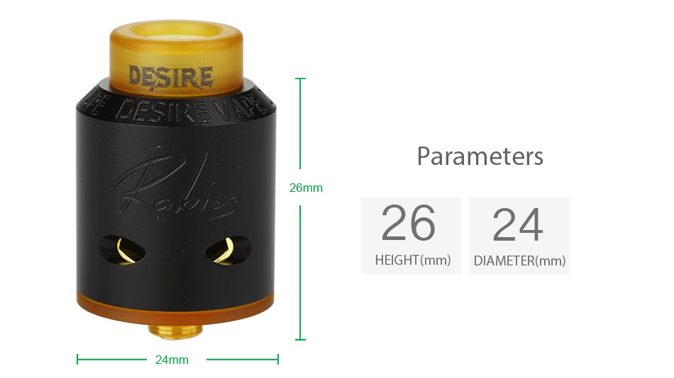 Desire Rabies RDA DESIRE Parameters 2624 HEIGHT mm  DIAMETER mm  24mm