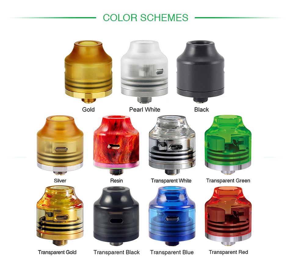 OUMIER WASP NANO RDA COLOR SCHEMES Pearl White Black Transparent White Transparent Green Transparent Gold Transparent black Transparent blue Transparent Red