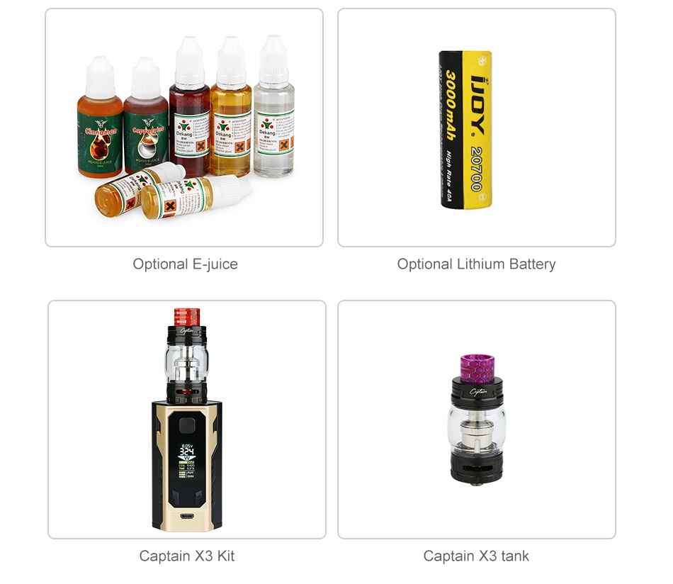 IJOY Captain X3 324W 20700 TC MOD R  Optional E juice Optional Lithium Battery Captain 3kit Captain X3 tank