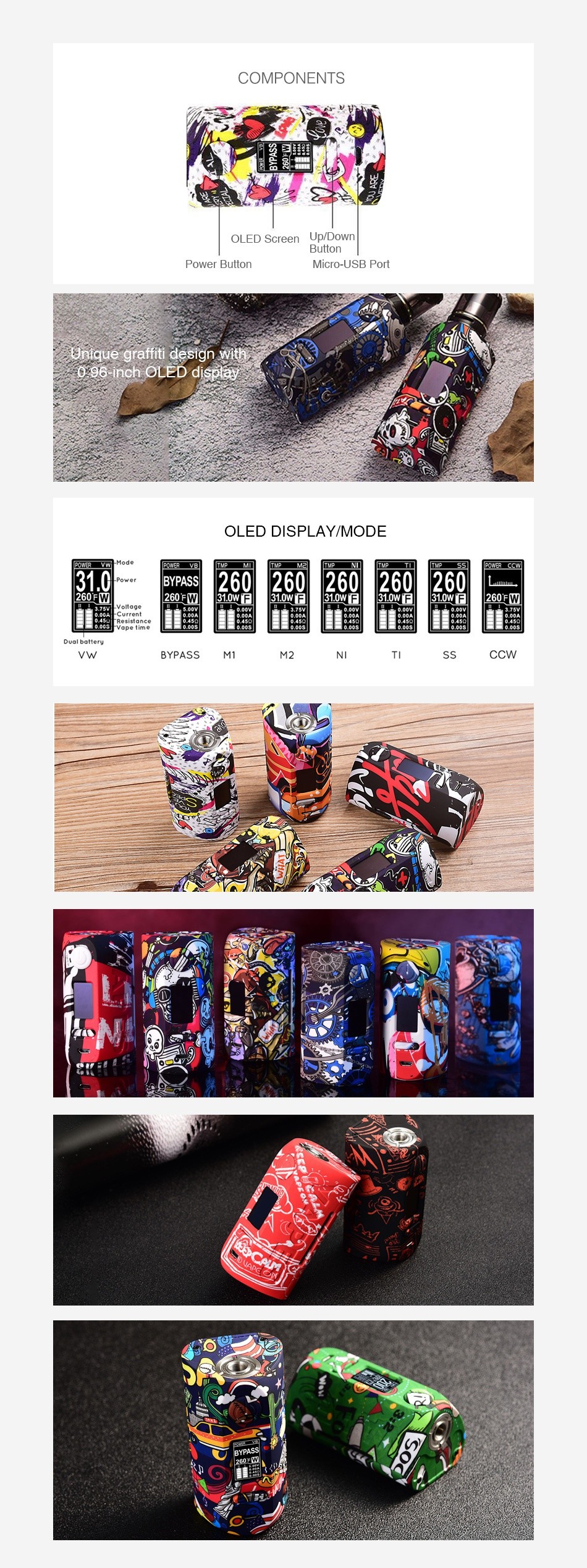 Vapor Storm Puma 200W TC Box MOD COMPONENTS    OLED Scrccn Up Dow Puwer Bullon MiCro USB Porl e 2096 inch OLEd display OLED DISPLAY MODE Cval battery BYPASS MI CCW NH e
