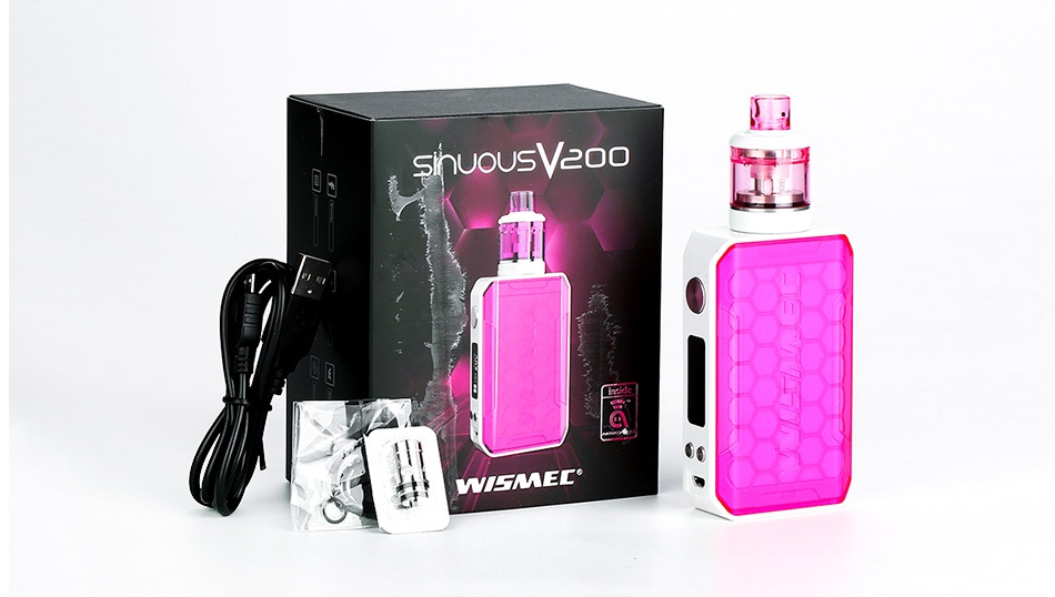 WISMEC SINUOUS V200 200W TC Kit with Amor NSE Magenta Black Green