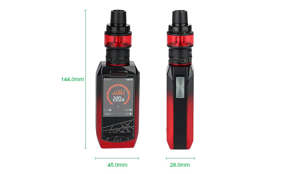 Vaporesso Polar 220W TC Kit with Cascade Baby SE 144 0mm 22w 45 0mm 28 0mm