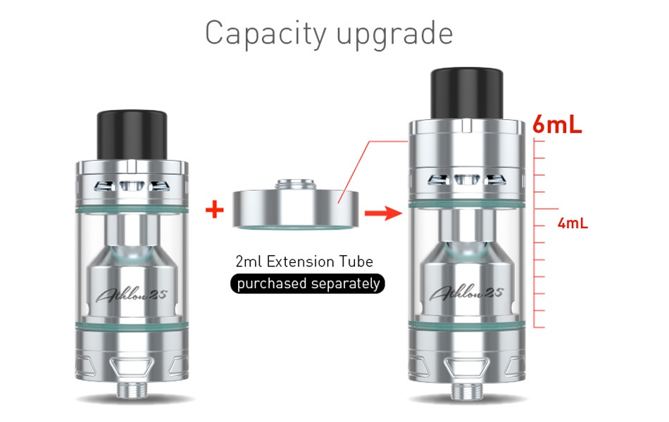 UD Athlon 25 Subohm/RTA Tank 4ml Capacity upgrade 6mL ATv 4mL 2ml Extension Tube 62s  purchased separately