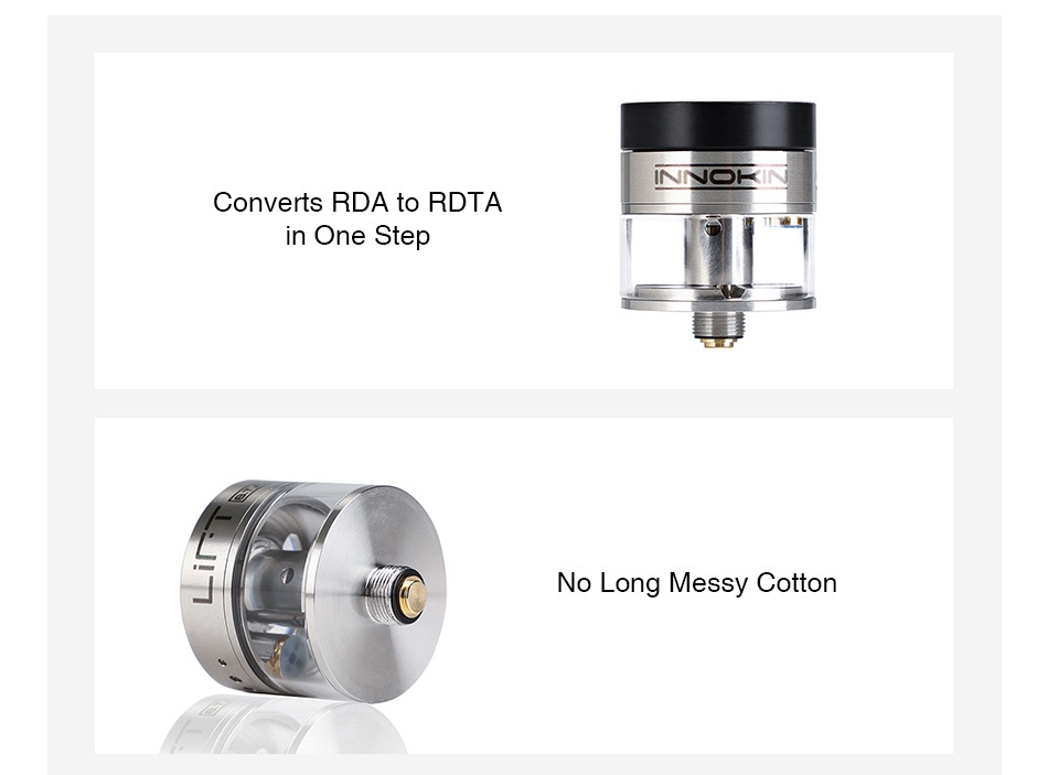 Innokin LIFT Siphon Tank Adapter 4ml Converts rda to rita in One Step No Long Messy Cotton
