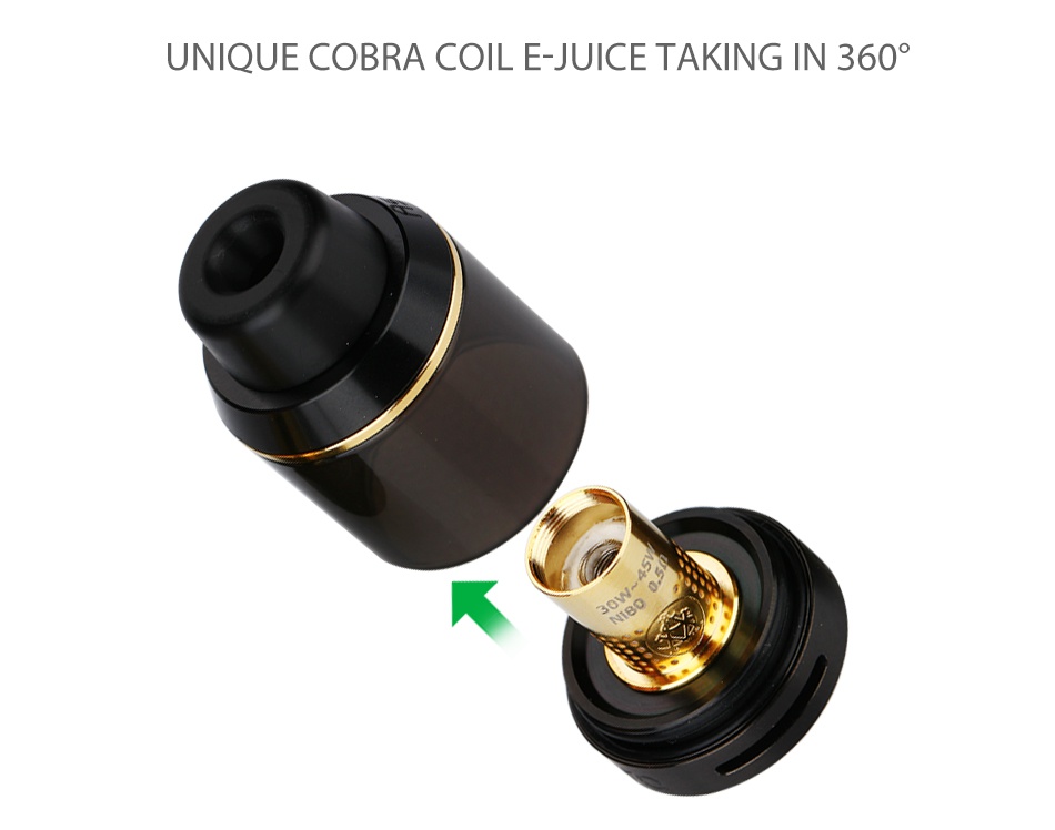 Asvape Cobra Subohm Tank 3.8ml UNIQUE COBRA COIL E JUICE TAKING IN 360