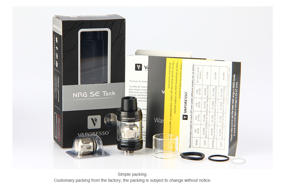 Vaporesso NRG SE Tank 2ml/3.5ml RG SE Tank customary packing from the factory  the packing is subject to change without notice