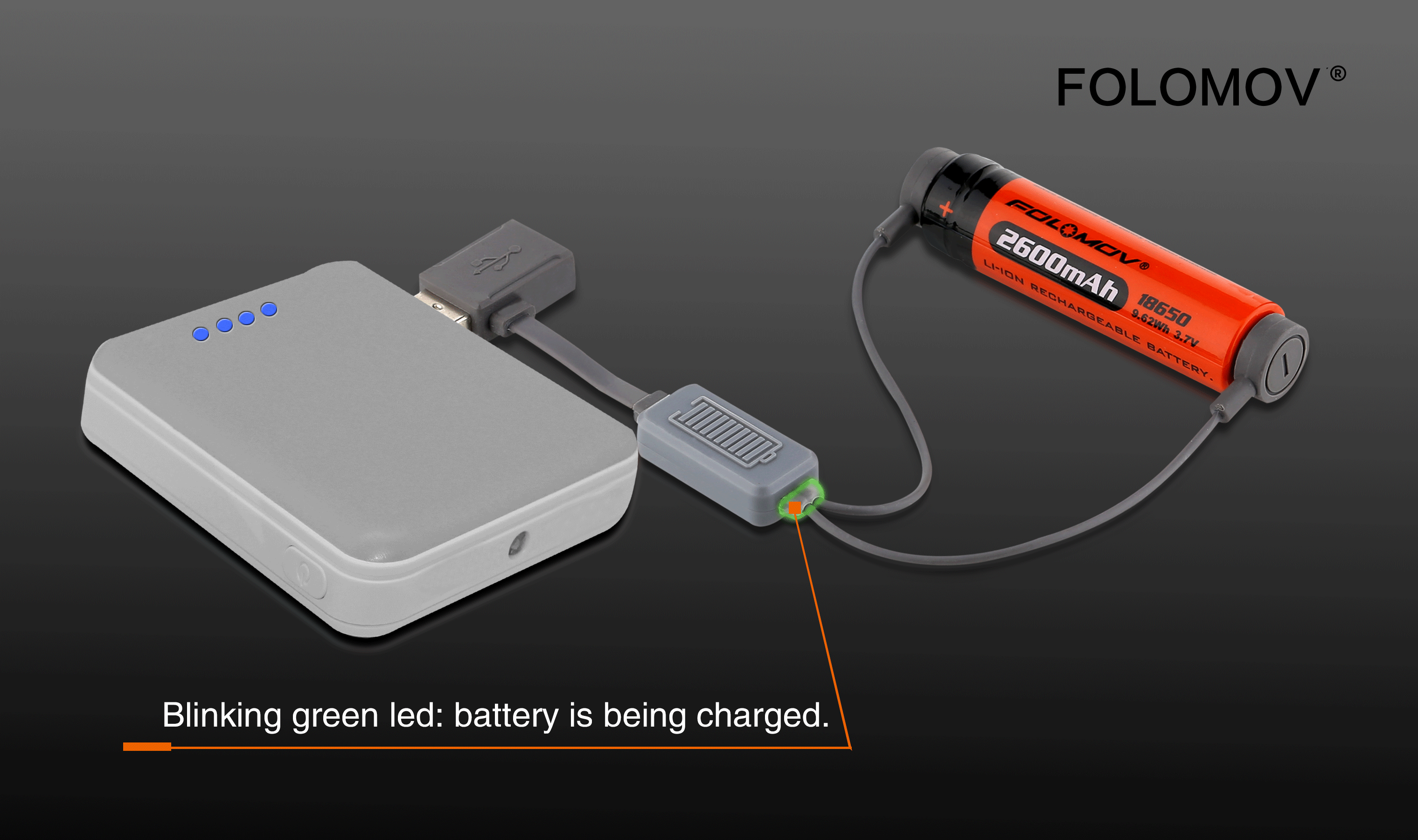 Folomov A1 Magnetic USB Charger FOLOMOV Blinking green led  battery is being charged