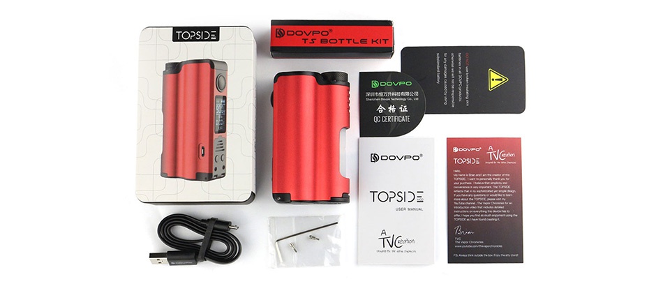 DOVPO Topside 90W Top Fill TC Squonk MOD OTTLE KI     CERIIFCAIE TOPSP T PS D