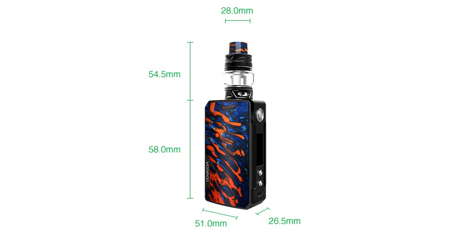 VOOPOO Drag 2 177W TC Kit with UFORCE T2 28 0mm 54 5mm 580mm 51 0mm 26 5mm
