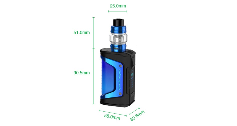 Geekvape Aegis Legend 200W TC Kit with Alpha Tank 25 0mm 51 0mm 90 5mm 580mm