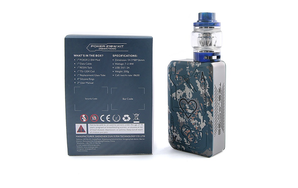 Tesla Poker 218 TC Kit with Resin Tank PACKING LIST