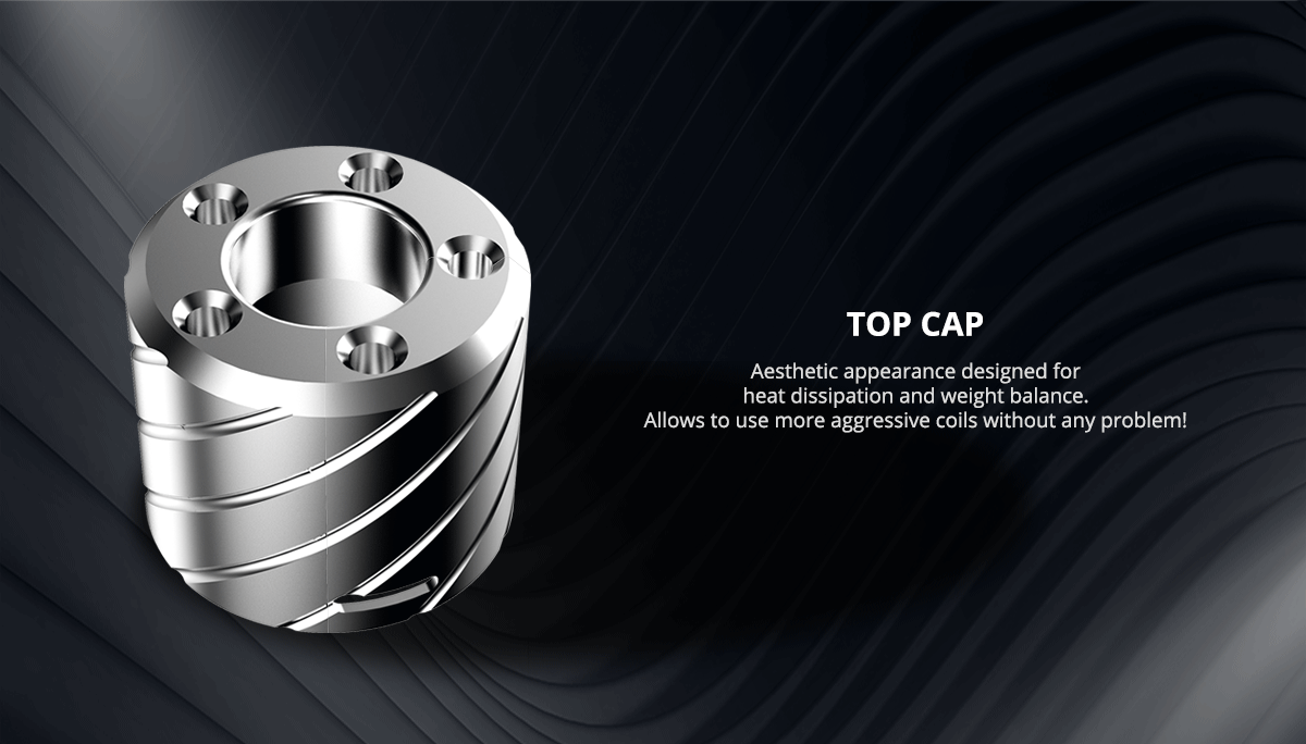 [Italy Design] Italian BoomStick Engineering Reaper 18mm RDA TOP CAP Aesthetic appearance designed for heat dissipation and weight balance Allows to use more aggressive coils without any problem
