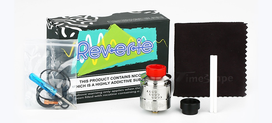 Timesvape Reverie RDA Revere THIS PRODUCT CONTAINS NICQ WHICH IS A HIGHLY ADDICTIVE SUBS ime