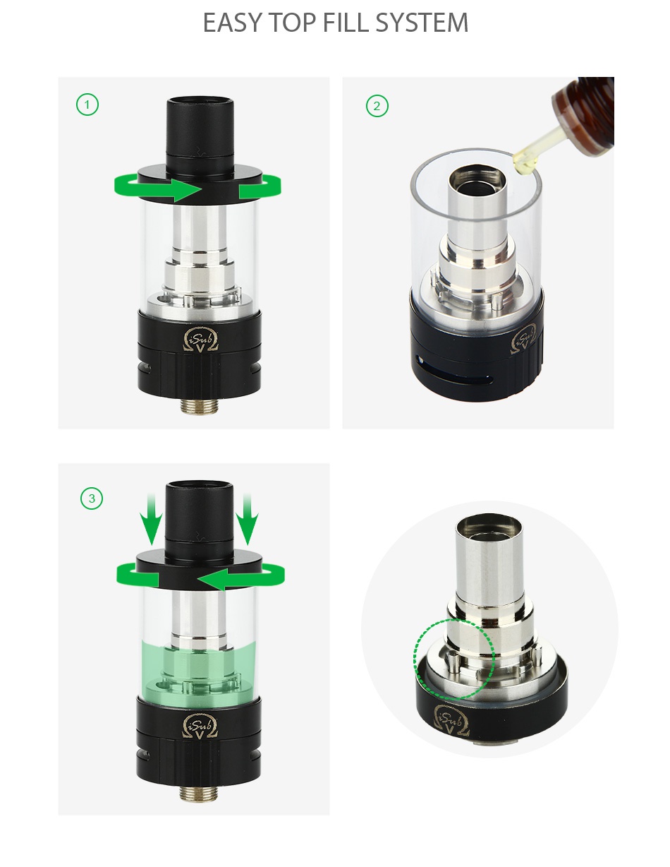 Innokin iSub V Sub-Ohm SS316L Tank 3ml EASY TOP FILL SYSTEM 1