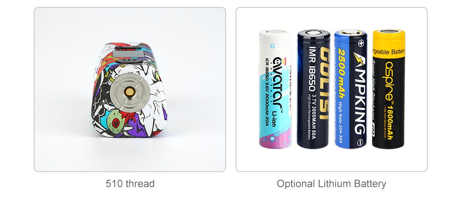 Hugo Vapor Rader Mage 218W TC Box MOD z0 510 thread Optional Lithium Battery