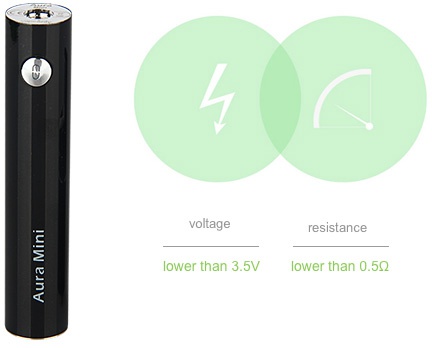 VapeOnly Aura Mini Kit 1450mAh voltage resistance lower than 3 5v lower than 0 50