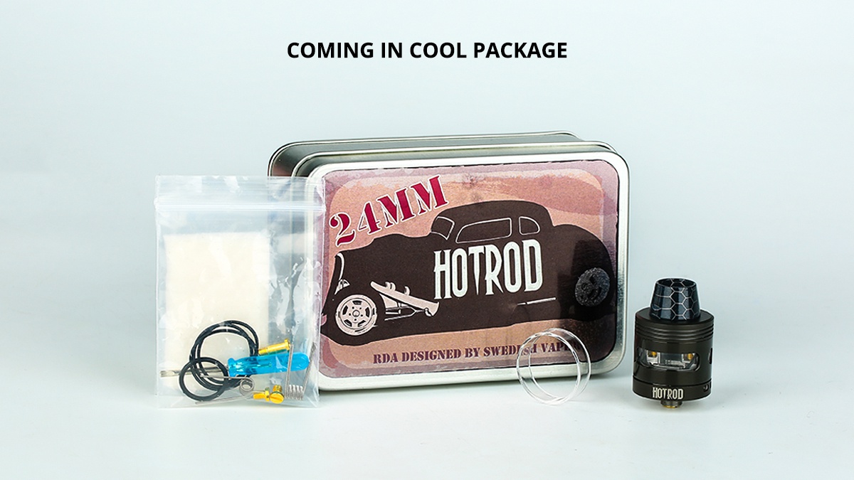 [UK Design] Swedish Vaper HotRod 24mm RDA COMING IN COOL PACKAGE RDA D ESIGNED BY S HOTROD