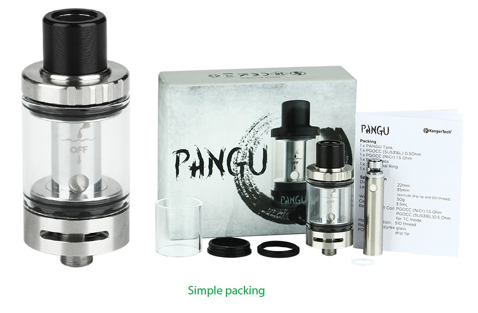Kangertech PANGU Clearomizer 3.5ml PANG F PANG  NiCr 1  Ohm PANGI Simple packing