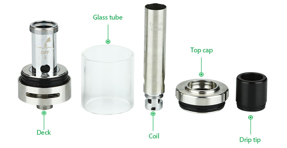 Kangertech PANGU Clearomizer 3.5ml Glass tube op cap Deck Drip ti