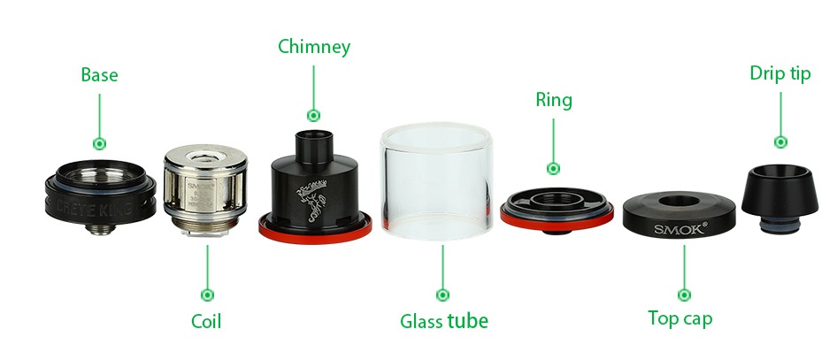 SMOK Minos Sub Tank 4ml Chimney ase Drip tip Ing Glass tube T