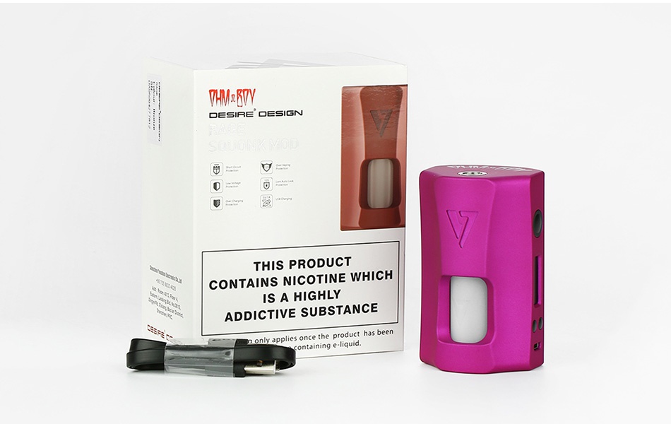 [With Warnings] Desire Rage 155W TC Squonk MOD Red Purple White Black Brushed