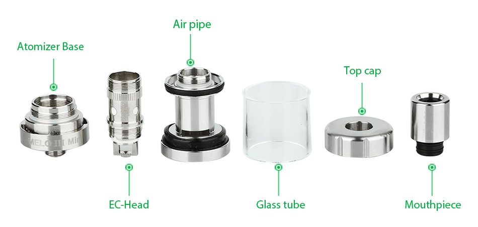 Eleaf iStick Pico 75W TC Full Kit Air pipe Atomizer base Top cap EC Head Glass tube Mouthpiece
