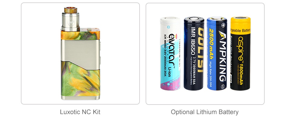 WISMEC Luxotic NC 250W 20700 Box MOD Rz0 exotic Nc Kit Optional Lithium Battery