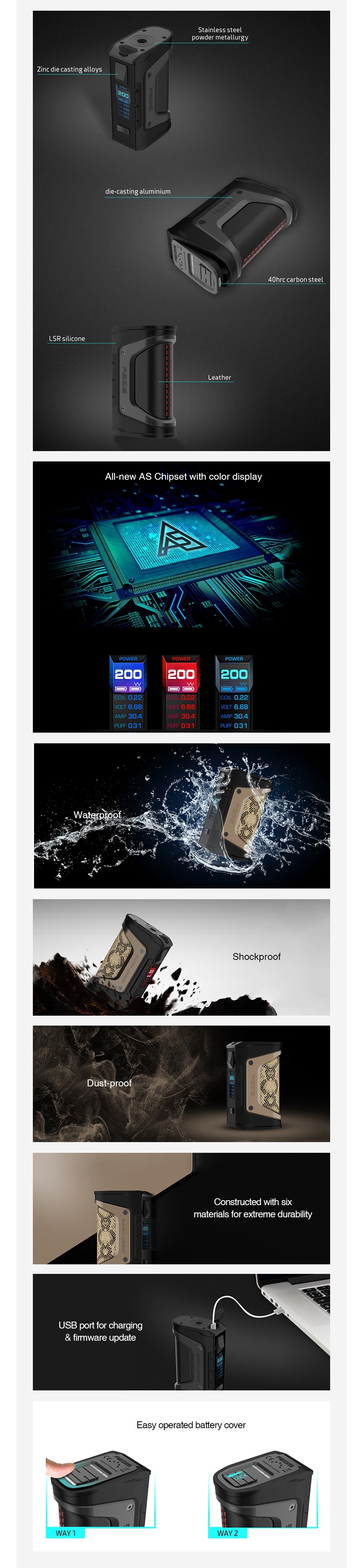 GeekVape Aegis Legend 200W TC Box MOD FEATURES