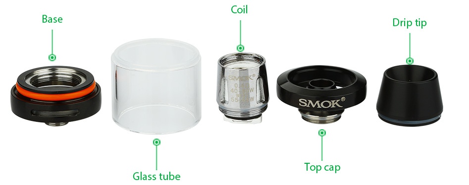 SMOK OSUB 80W TC Plus Starter Kit 3300mAh Drip tip SMOK Top cap Glass tube
