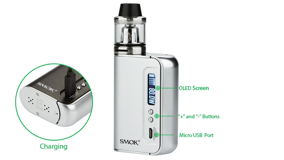 SMOK OSUB 80W TC Plus Starter Kit 3300mAh OLED S d  bUtton Micro usB port Charging SMOK