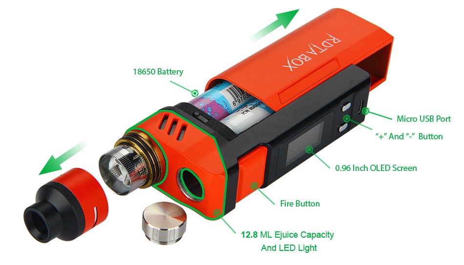 IJOY RDTA BOX 200W Full Kit 18650 Battery Micro usB port   and     Button 0 96 Inch olED Screen Fire button 12 8 ML Juice Capacit And LED Light