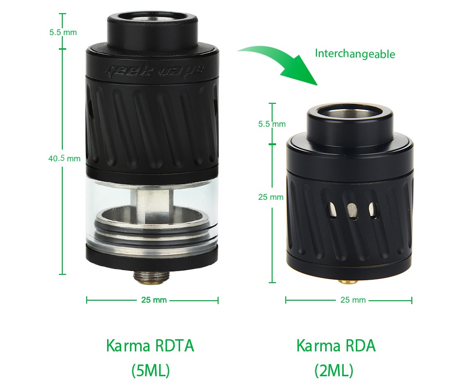 GeekVape Karma RDTA/RDA Tank Interchangeable 5 5 25 mm H 25 mm arma rita Karma rda  5ML   2ML