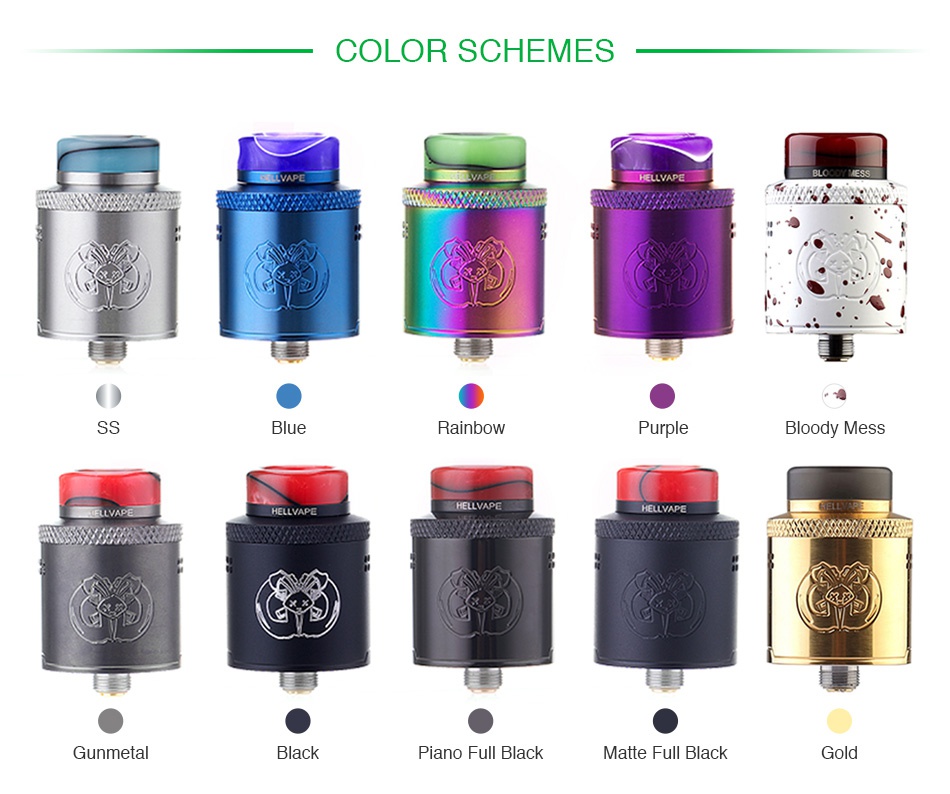 Hellvape Drop Dead RDA COLOR SCHEMES N Blue Rainbow Bloody mess ELLVAPE   Gunmetal Piano full black Matte full black