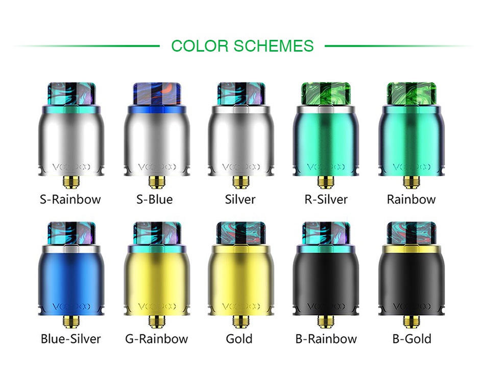 VOOPOO Pericles RDA COLOR SCHEMES S Rainbow S Blue Silver R Silver Rainbow Blue Silver G Rainbow Gold B Rainbow B Gold