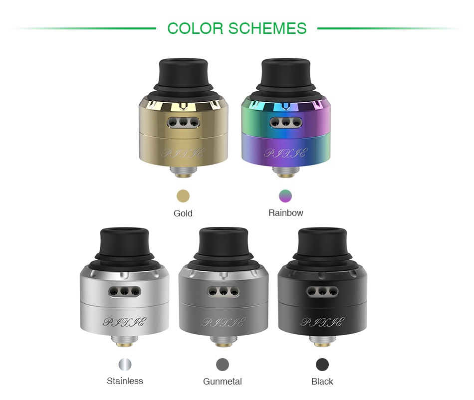 Vapefly Pixie RDA COLOR SCHEMES Gold Rainbow