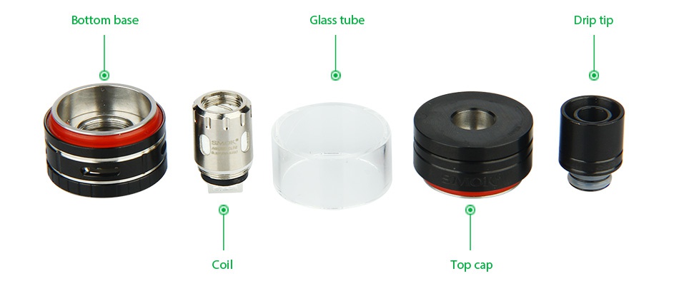 SMOK Stick One Plus Kit 2000mAh Bottom base Glass tube Drip tip   2 Top cap