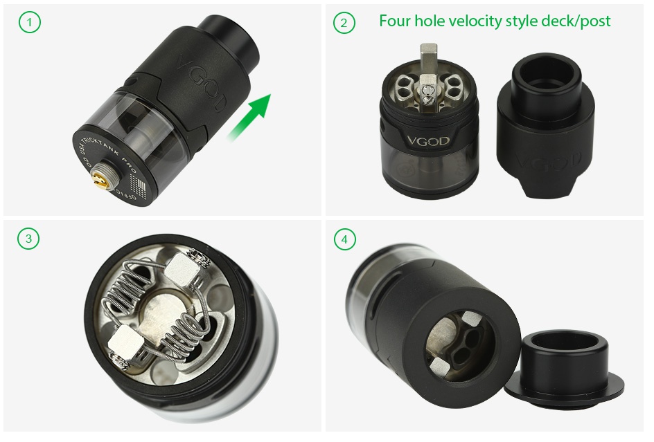 VGOD TRICKTANK PRO R2 RDTA 4ml Four hole velocity style deck post