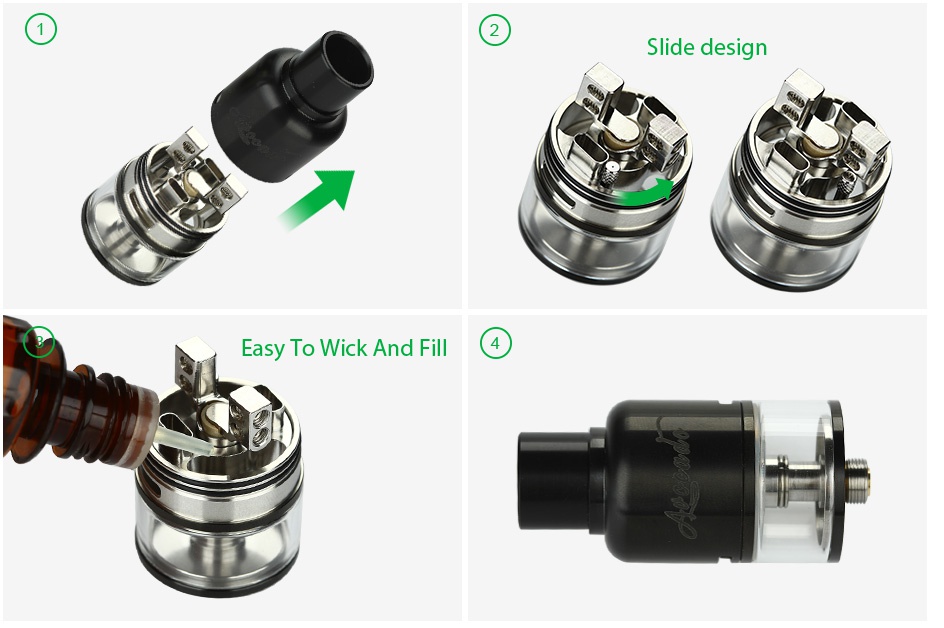 GeekVape Avocado 24 RDTA Tank with Bottom Airflow 4ml Slide design Easy To wick And fill
